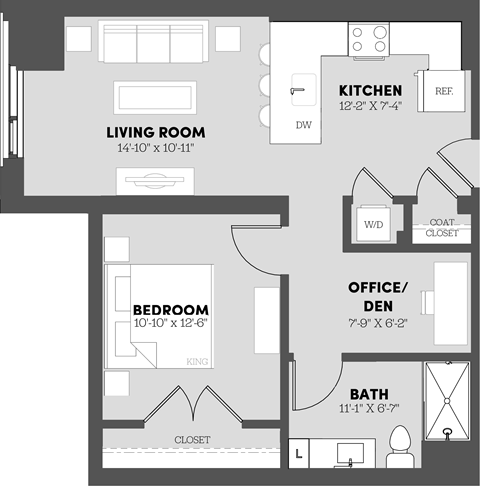 a floor plan of a bedroom apartment